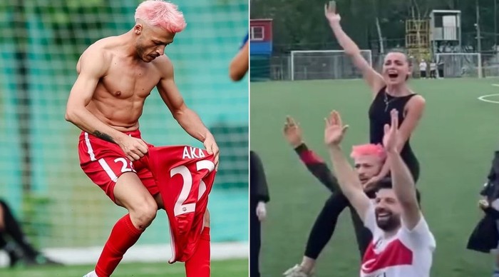 Kubilay Aka zafer sevincini sevgilisi Hafsanur ile kutladı