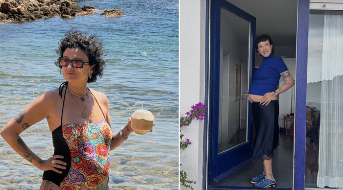 Melike Şahin'in karnı burnunda tatil pozları