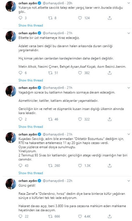 Orhan Aydın'a Cumhurbaşkanına hakaretten 11 ay hapis!