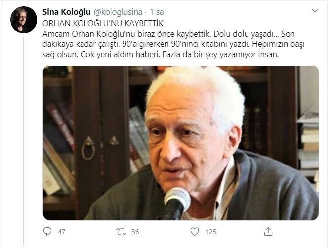 Tarihçi Orhan Koloğlu hayatını kaybetti