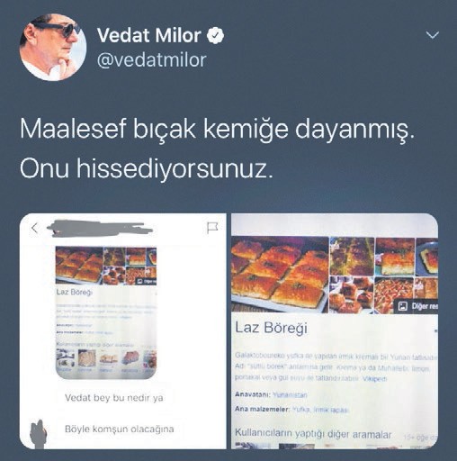 Vedat Milor'dan 'Laz Böreği' çıkışı!