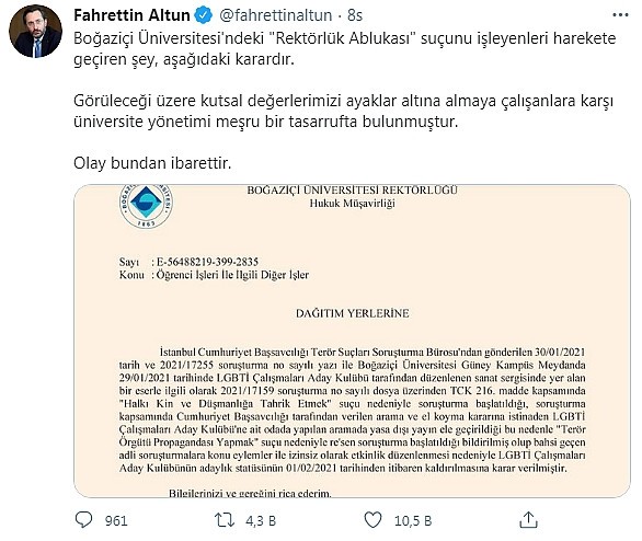 Boğaziçi Üniversitesi’ndeki LGBTi kulübü kapatıldı