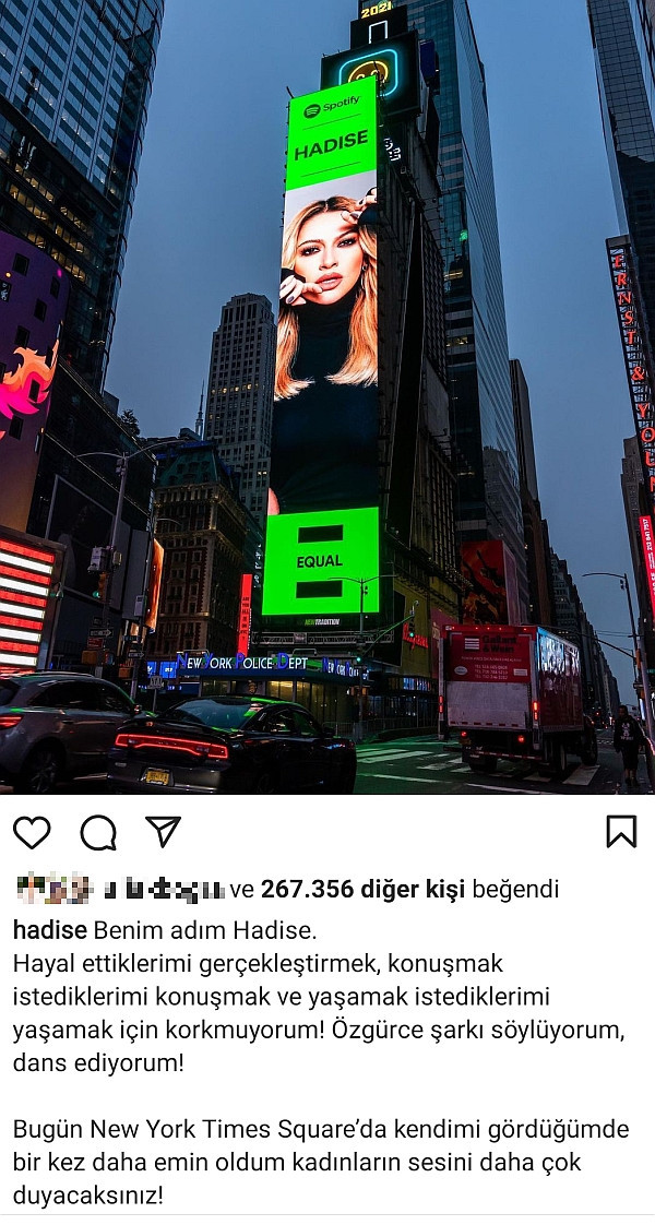 Hadise'den sürpriz New York paylaşımı