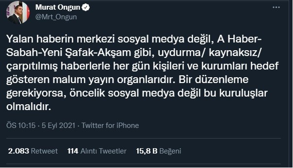 İBB Sözcüsü Murat Ongun'dan iktidar medyasını çıldırtacak paylaşım