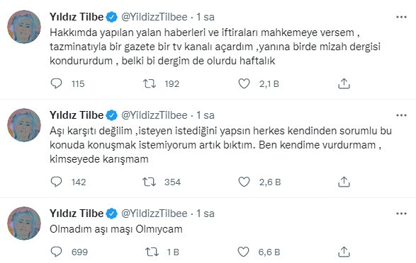 Yıldız Tilbe'den 'Aşı oldu' haberine sert yanıt