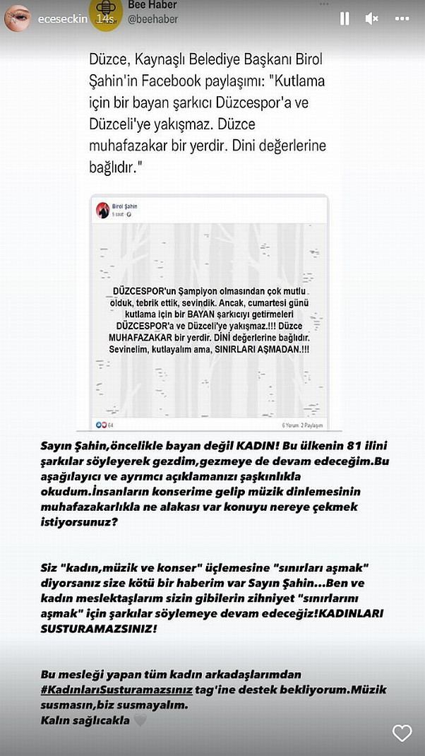 Ece Seçkin'den Kaynaşlı Belediye Başkanı'nın mesajına sert tepki - Resim : 2