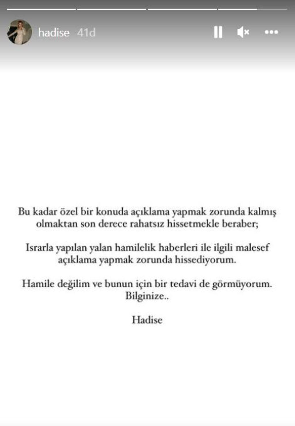 Hadise'den bebek iddialarına yanıt