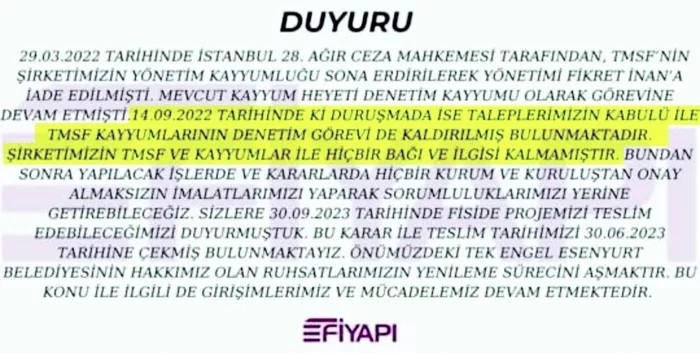 13 yıldır süren Fİ Yapı çilesi