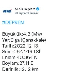 Çanakkale'de korkutan deprem