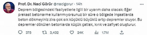Prof. Dr. Naci Görür'den deprem bölgesi uyarısı: "Beton dökmeyin"