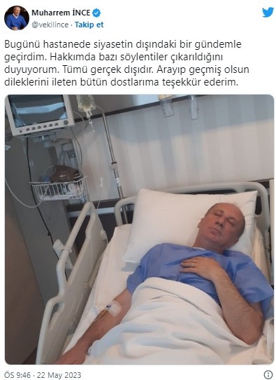 Hastaneden paylaşımda bulunan Muharrem İnce telaşlandırdı