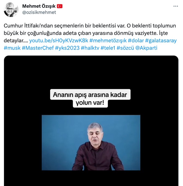 Mehmet Özışık'tan sosyal medyada çirkin sözler