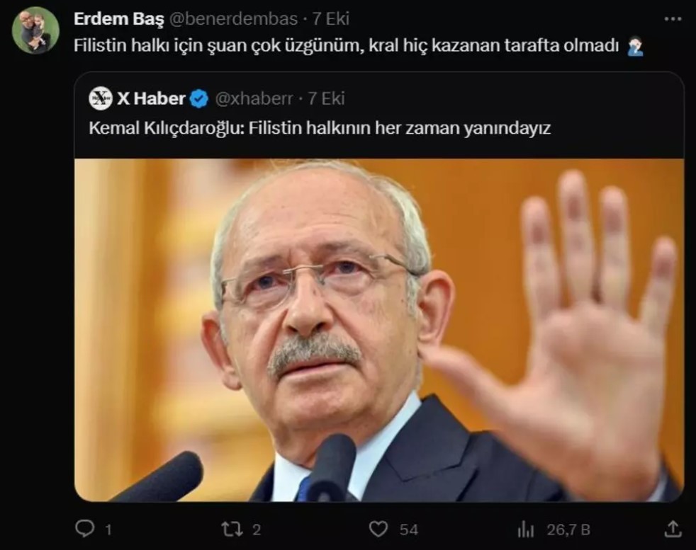 Kemal Kılıçdaroğlu'nun Filistin paylaşımına Erdem Baş'tan bomba yorum