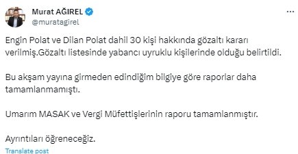 Murat Ağırel'den Polat çiftine ilişkin son dakika bilgisi