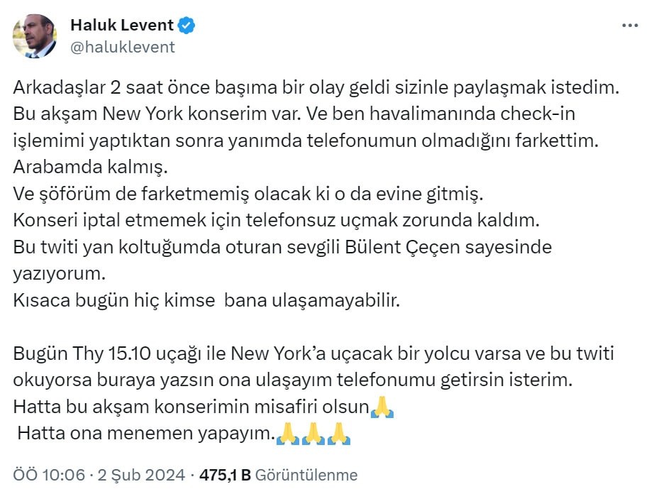 Haluk Levent kayıp telefonunu getirene menemen yapacak