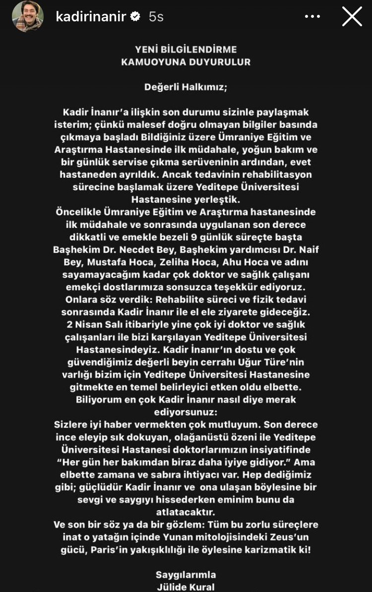 Jülide Kural'dan Kadir İnanır'ın durumu hakkında açıklama - Resim : 3