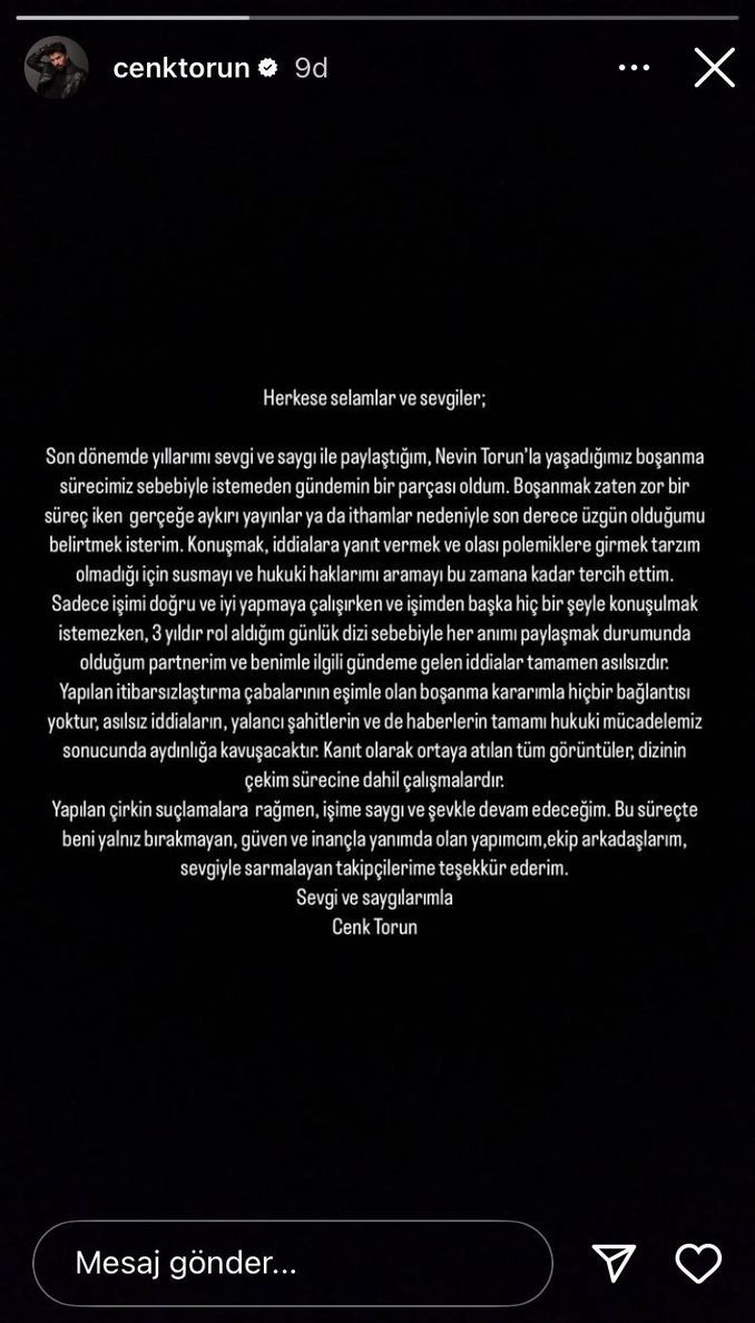 Cenk Torun: "İstemeden gündemin bir parçası oldum"