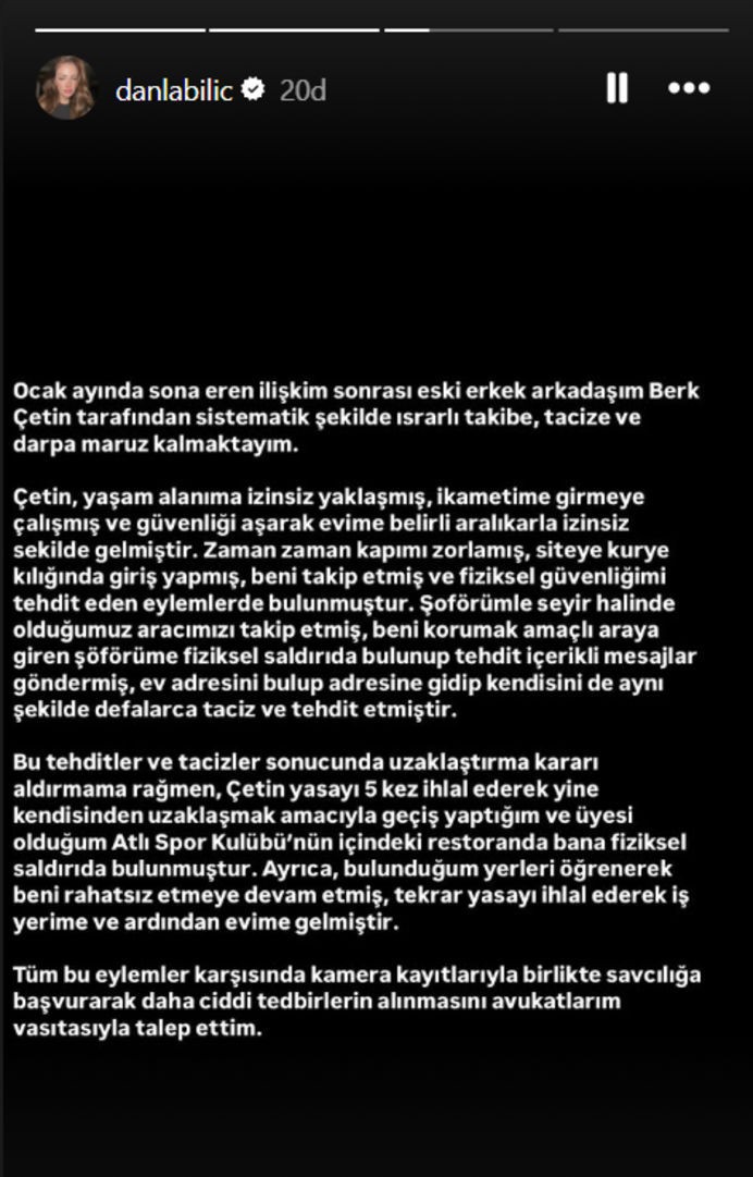Danla Bilic, eski sevgilisi tarafından taciz ve şiddet gördüğünü açıkladı - Resim : 2