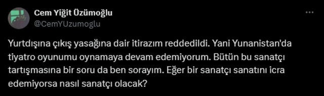 Cem Yiğit Üzümoğlu: "İtirazım reddedildi"