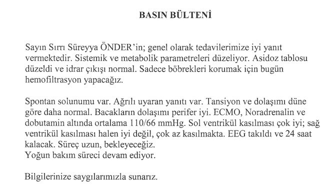 Sırrı Süreyya Önder'in tedavi gördüğü hastaneden son dakika açıklaması