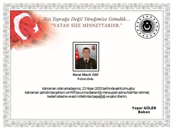 MSB: "Pençe-Kilit bölgesinde 1 asker şehit oldu"