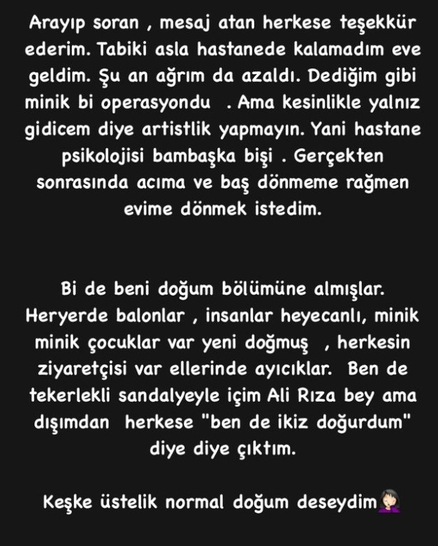 Zeynep Koçak ameliyat oldu