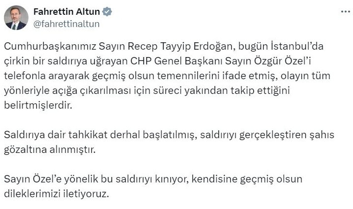 Cumhurbaşkanı Erdoğan'dan Özel'e 'geçmiş olsun' telefonu