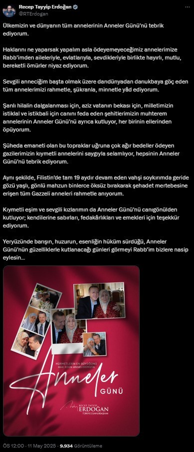 Cumhurbaşkanı Erdoğan'dan Anneler Günü mesajı - Resim : 2