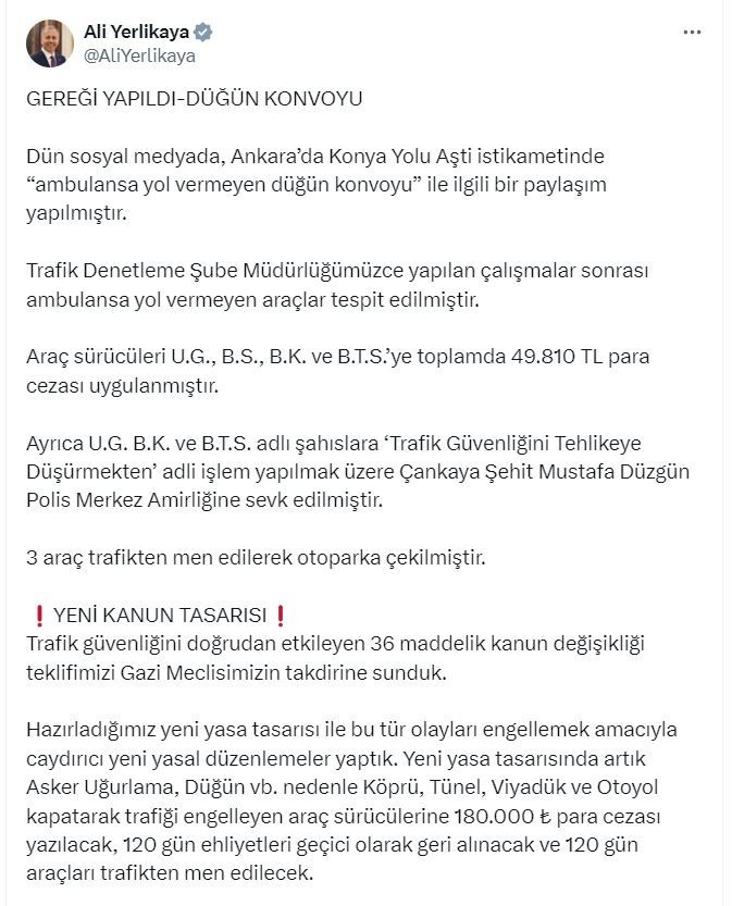 Yeni yasa tasarısında trafiği engelleyen sürücülere 180 bin TL ceza yazılacak