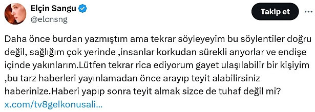 Elçin Sangu'nun yakınları endişe içinde