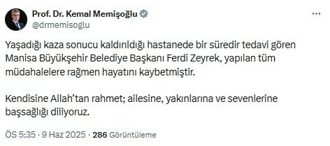 Manisa Büyükşehir Belediye Başkanı Ferdi Zeyrek hayatını kaybetti