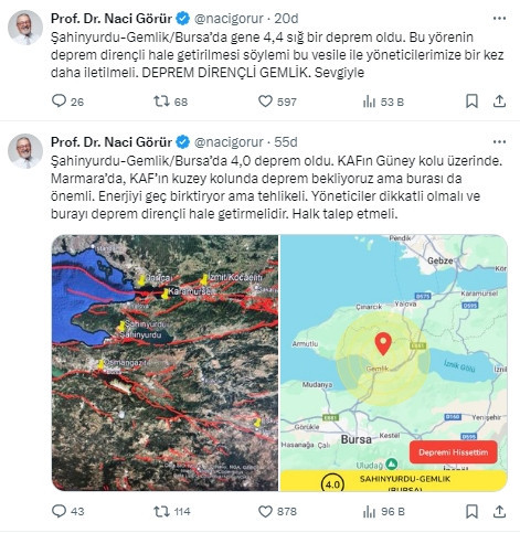 Naci Görür'den Gemlik depremleri açıklaması!