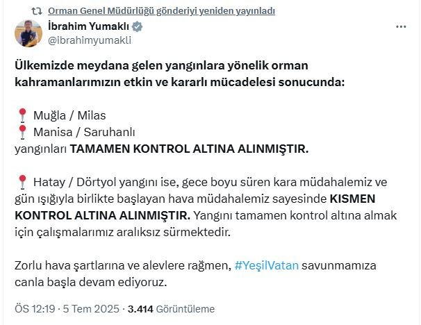 Muğla, Milas ve Manisa Saruhanlı'daki yangınlar kontrol altında