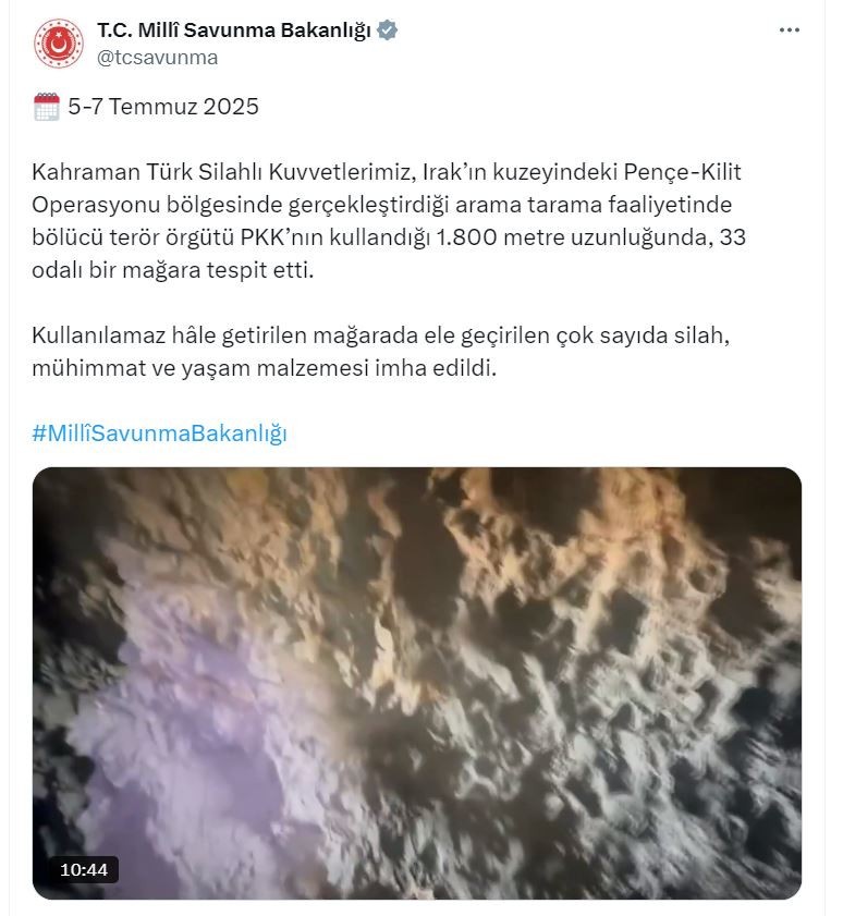 Terör örgütünün kullandığı 33 odalı mağara, kullanılamaz hale getirildi