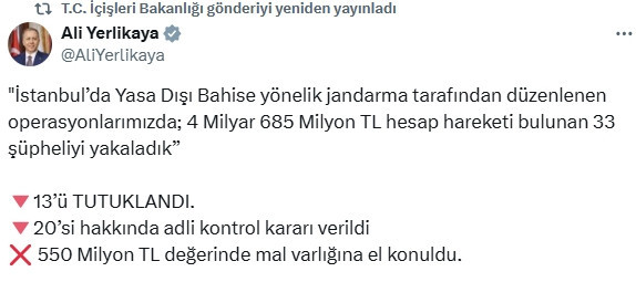 İstanbul'da 'yasa dışı bahis' operasyonu: 13 tutuklama