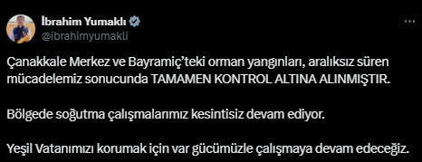 Çanakkale'deki orman yangınları kontrol altına alındı!