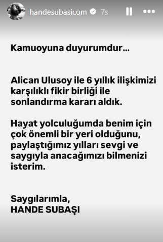 Hande Subaşı - Alican Ulusoy aşkı bitti