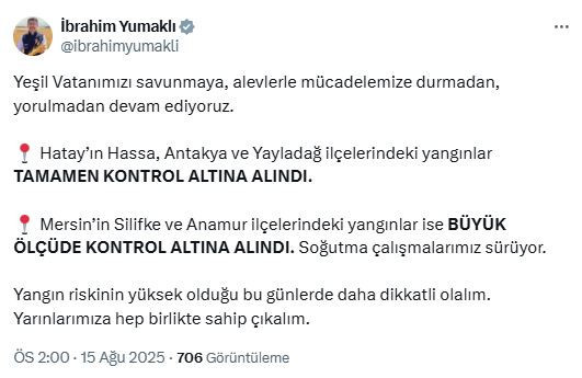 Bakan Yumaklı: 