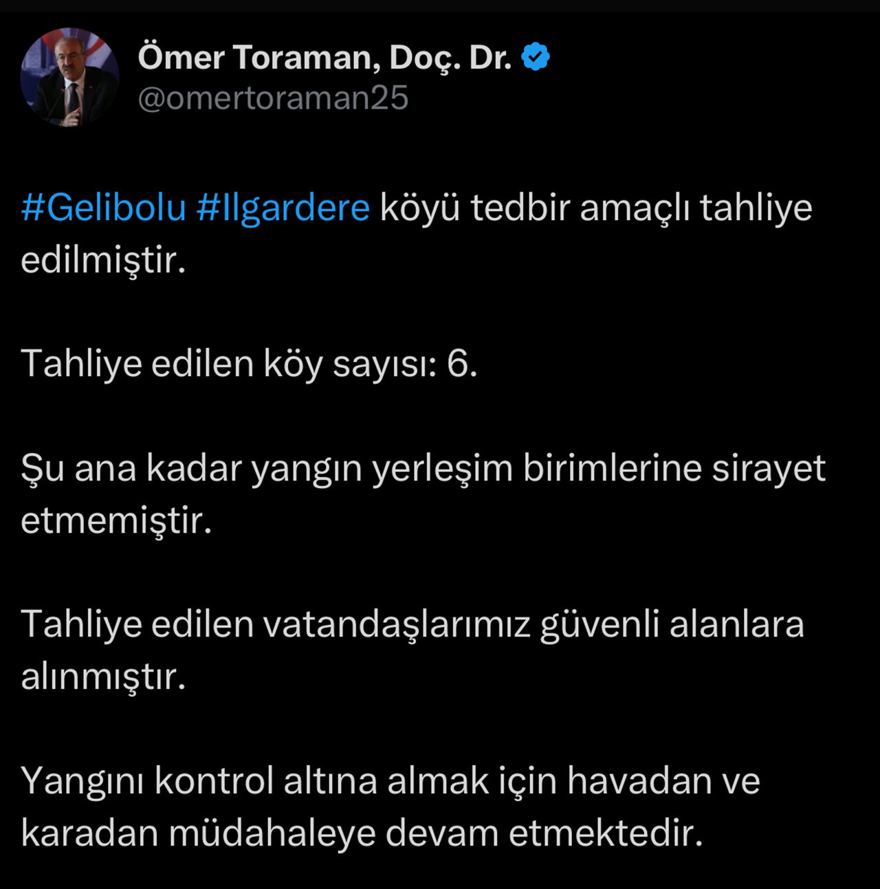 Çanakkale yangınında son durum