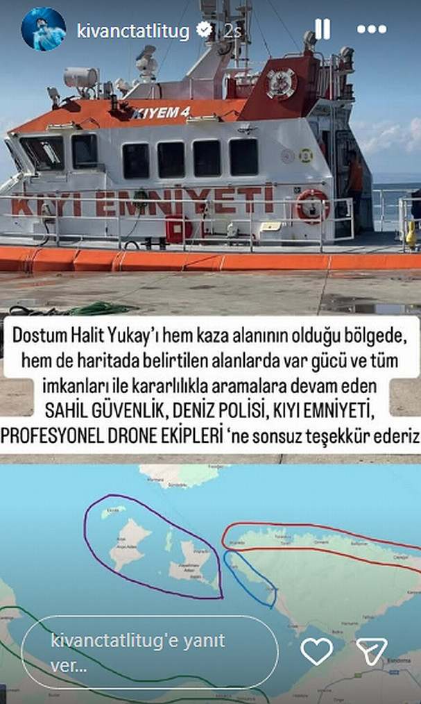Halit Yukay'ı arama çalışmaları sürerken Kıvanç Tatlıtuğ'dan flaş paylaşım