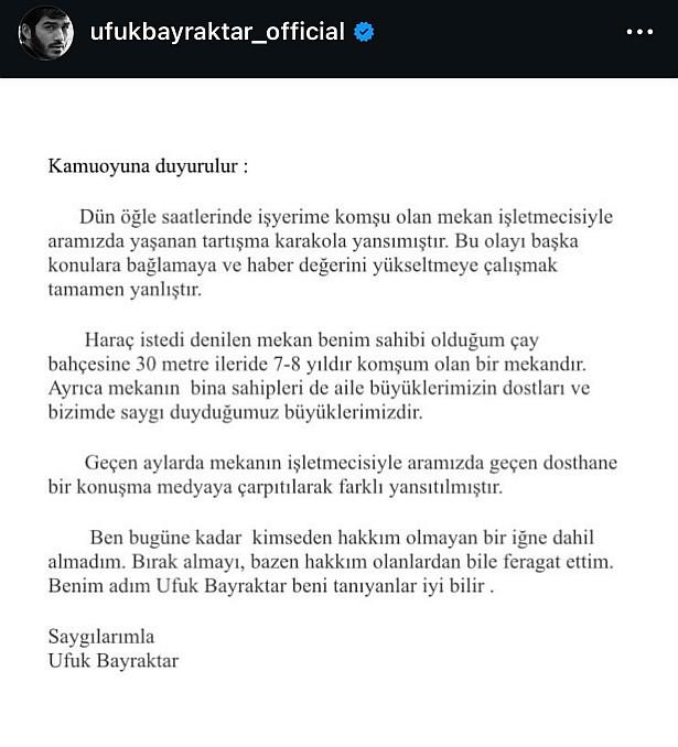 'Haraç' iddiasıyla gözaltına alınan Ufuk Bayraktar açıklama yaptı
