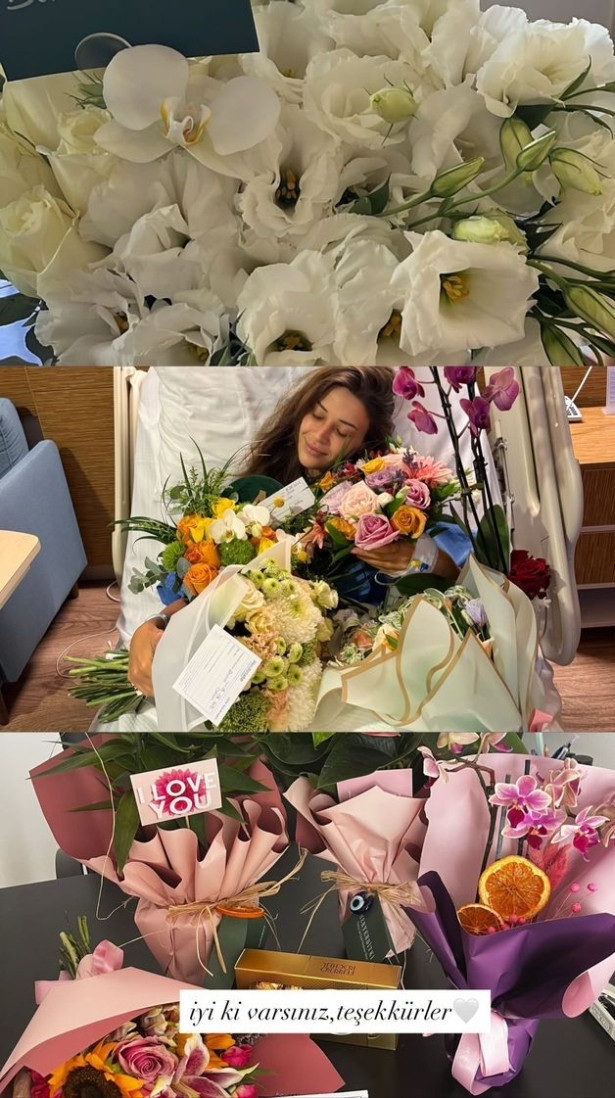 Devrim Özkan, hastane odasında çiçeklerle moral buldu