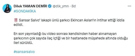 "Sansar Salvo lakaplı rapçi Ekincan Aslan intihar etti" iddiası