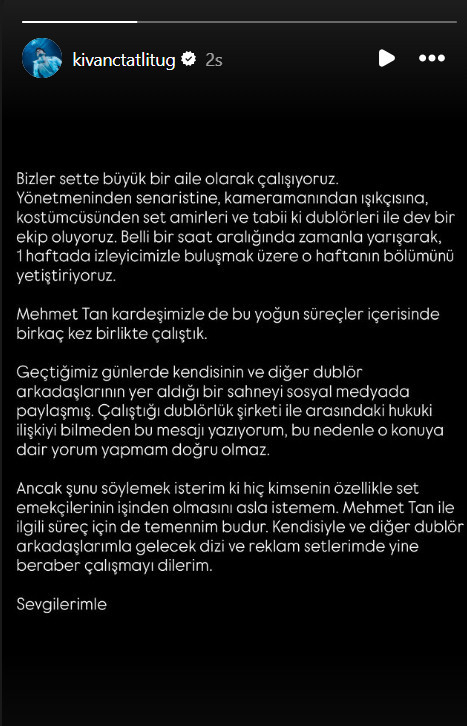 Dublörü işten çıkarılan Kıvanç Tatlıtuğ'dan açıklama - Resim : 2