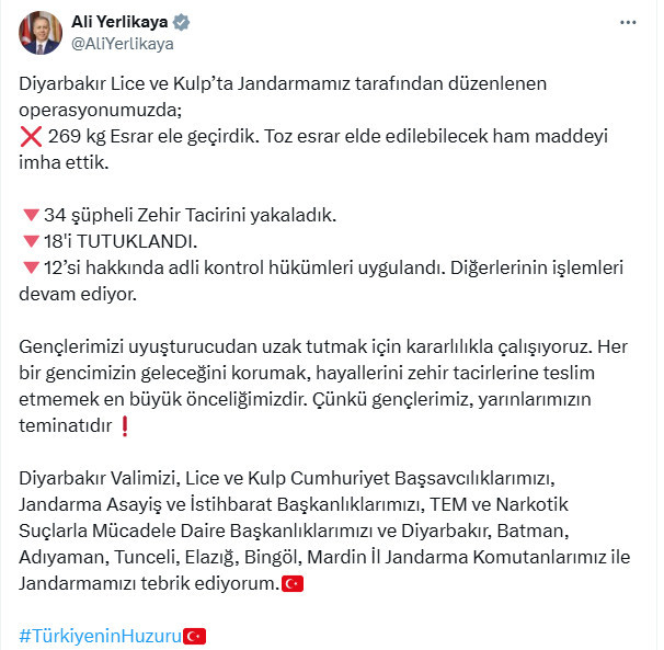 Diyarbakır'da 269 kilo esrar ele geçirildi; 18 şüpheli tutuklandı