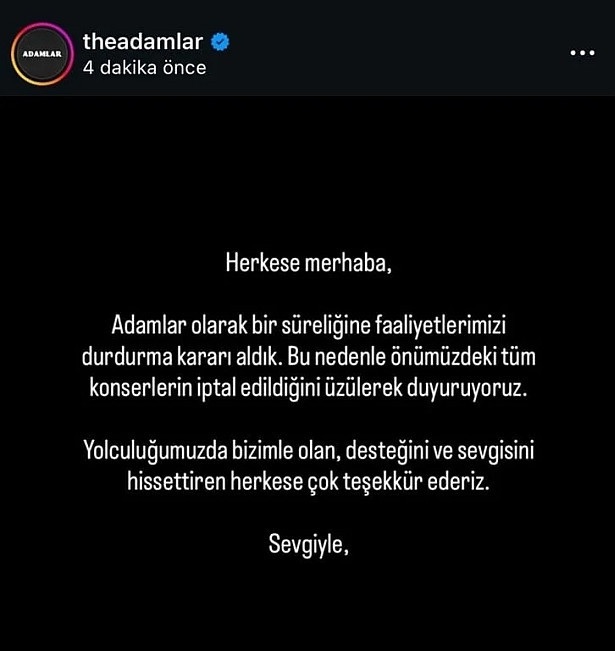 'Adamlar' grubu, faaliyetlerini durdurdu