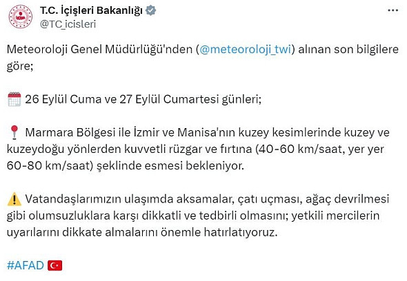 Bakanlıktan 11 il için 'kuvvetli rüzgar ve fırtına' uyarısı - Resim : 2
