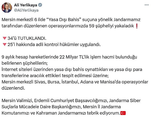 6 ilde 'yasa dışı bahis' operasyonu; 34 şüpheli tutuklandı