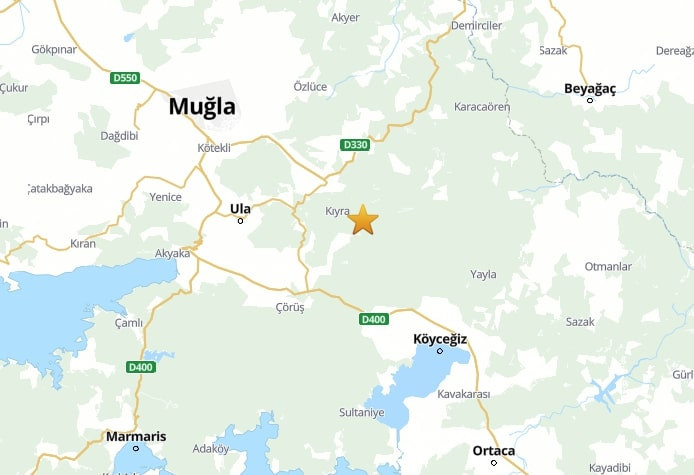 Muğla'da 4.1 büyüklüğünde deprem