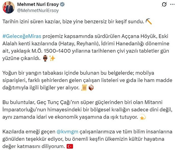 Hatay'da çivi yazılı tabletler gün yüzüne çıkarıldı